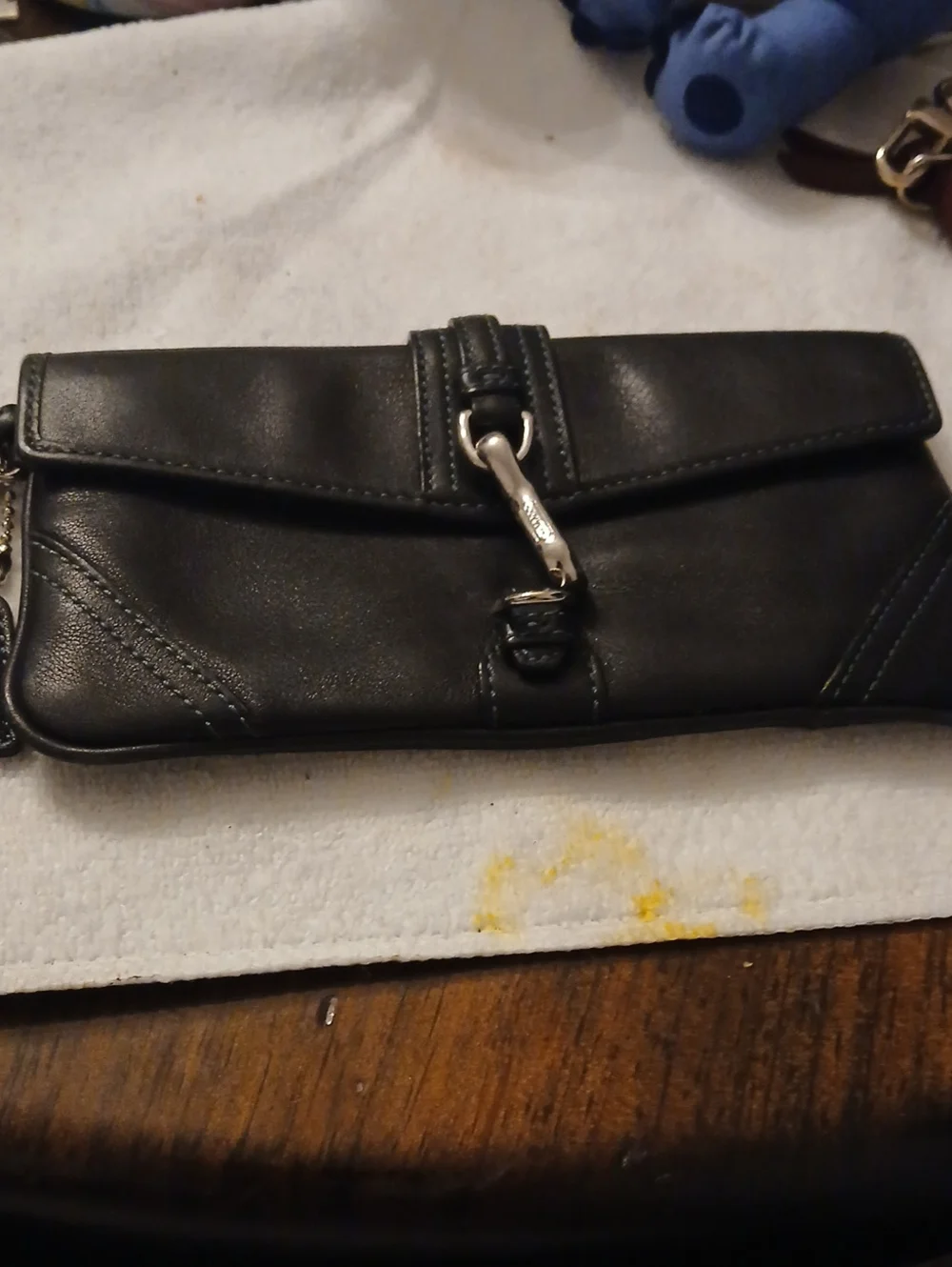 Coach Black Leather Clutch Wallet with Silver Hardware